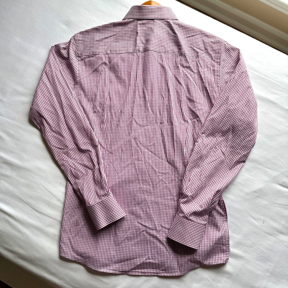 Eton Ganghester 1928 Slim Fit Dress Shirt Purple White Micro Check 15.75 40 - Picture 3 of 9